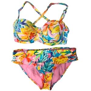 Bleu Rod Beattie “Fantasy Island” Bikini Underwire Top 36DD Fold Over Bottom 14